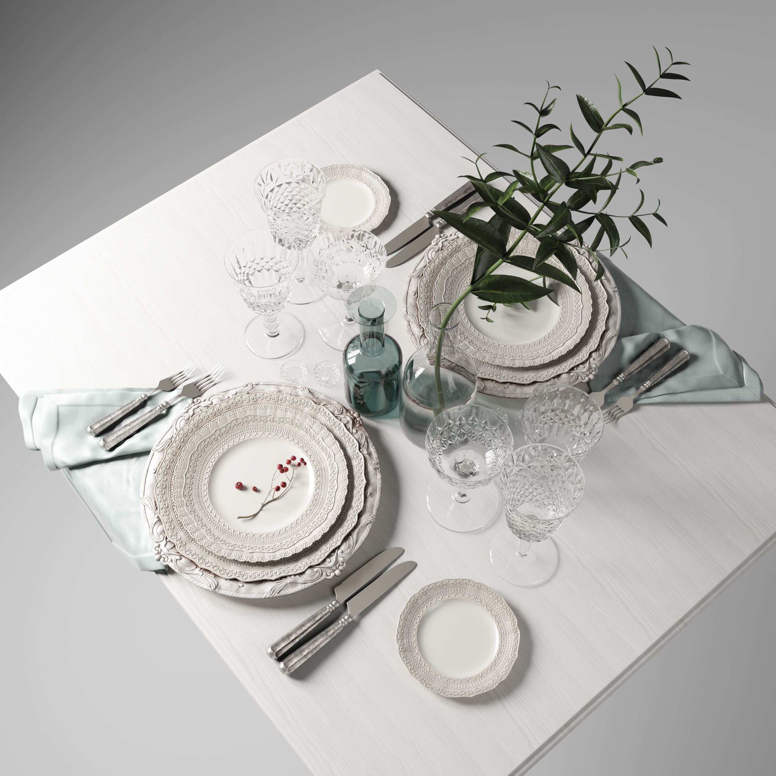 Casa de Perrin Table Set 3D model_1