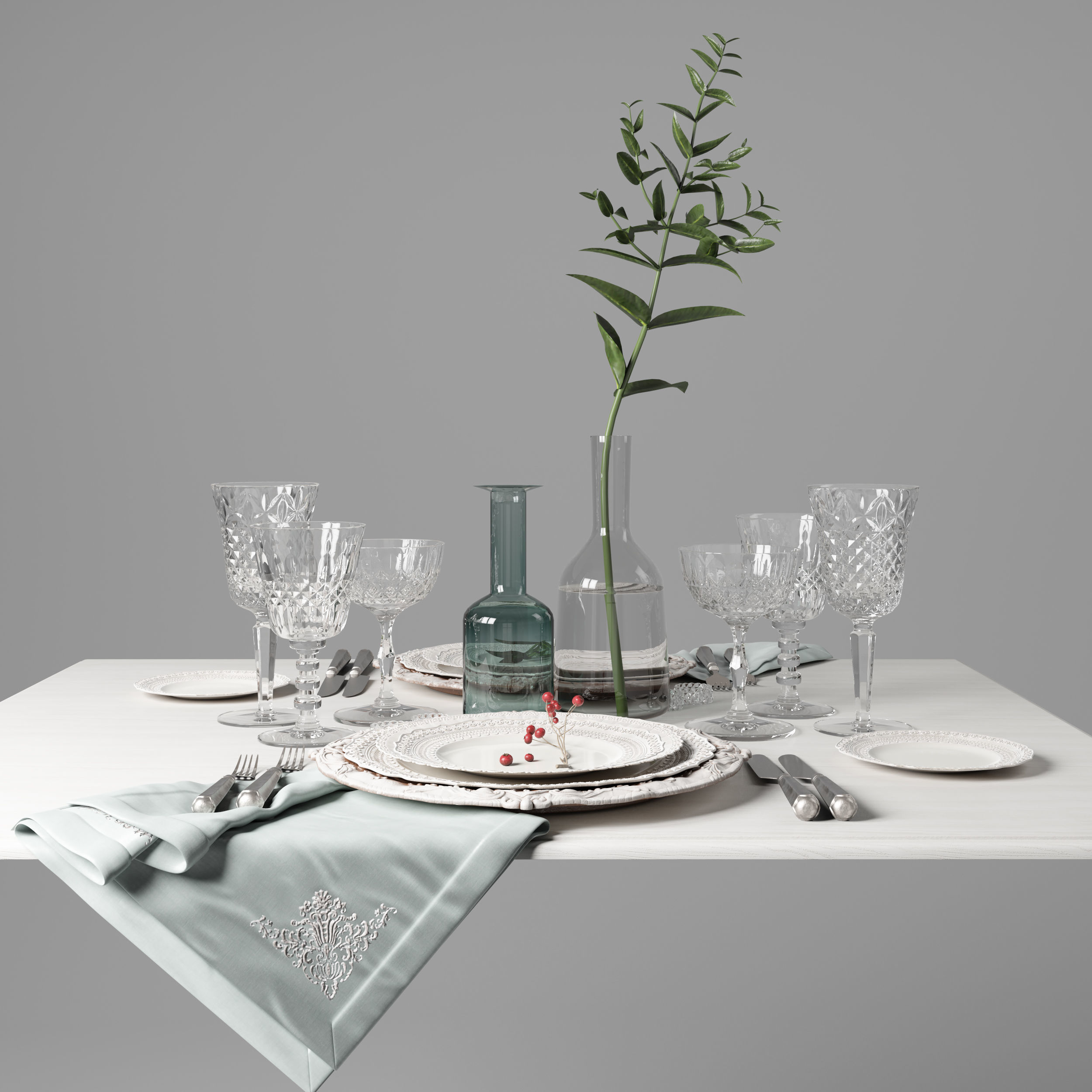 Casa de Perrin Table Set 3D model_4