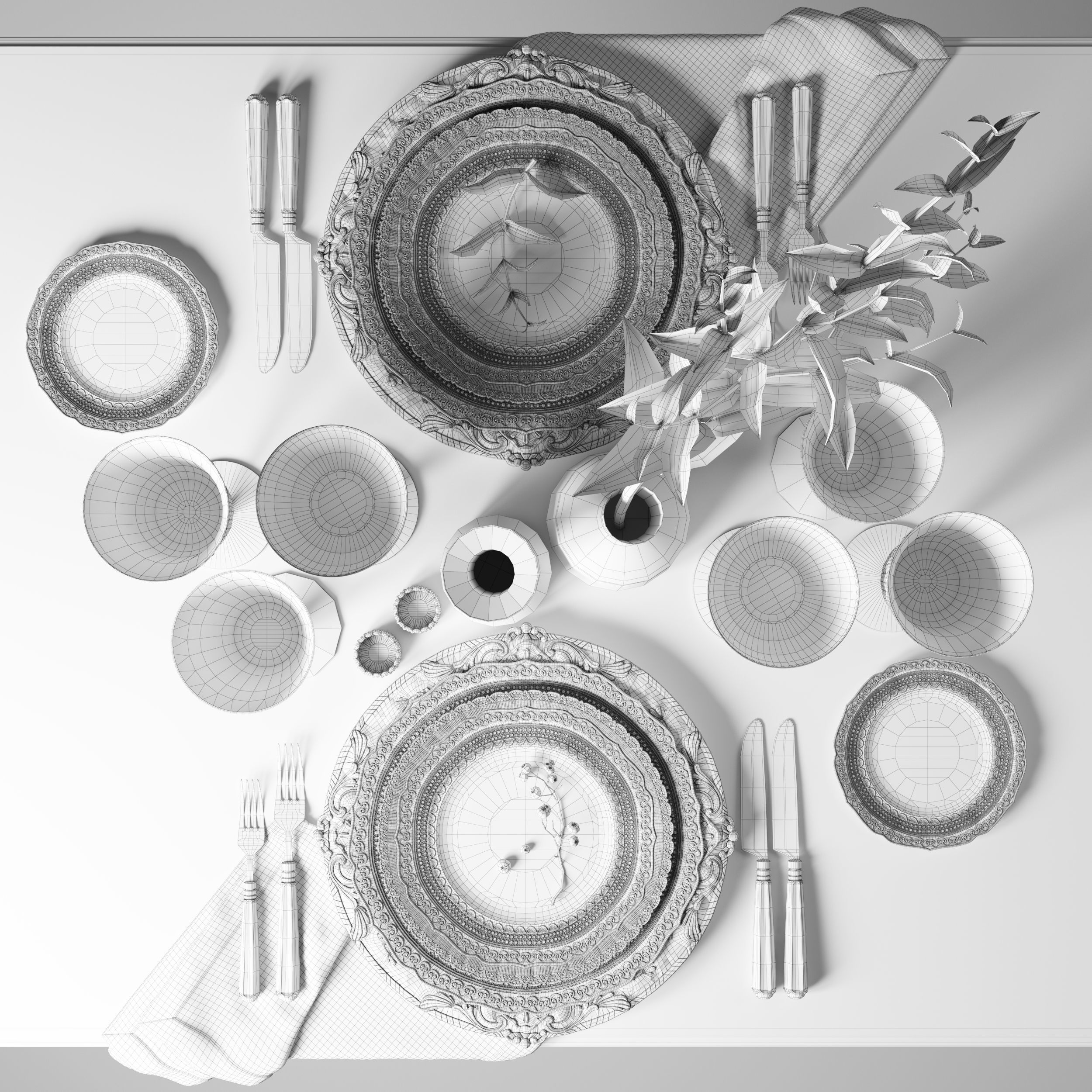 Casa de Perrin Table Set 3D model_12