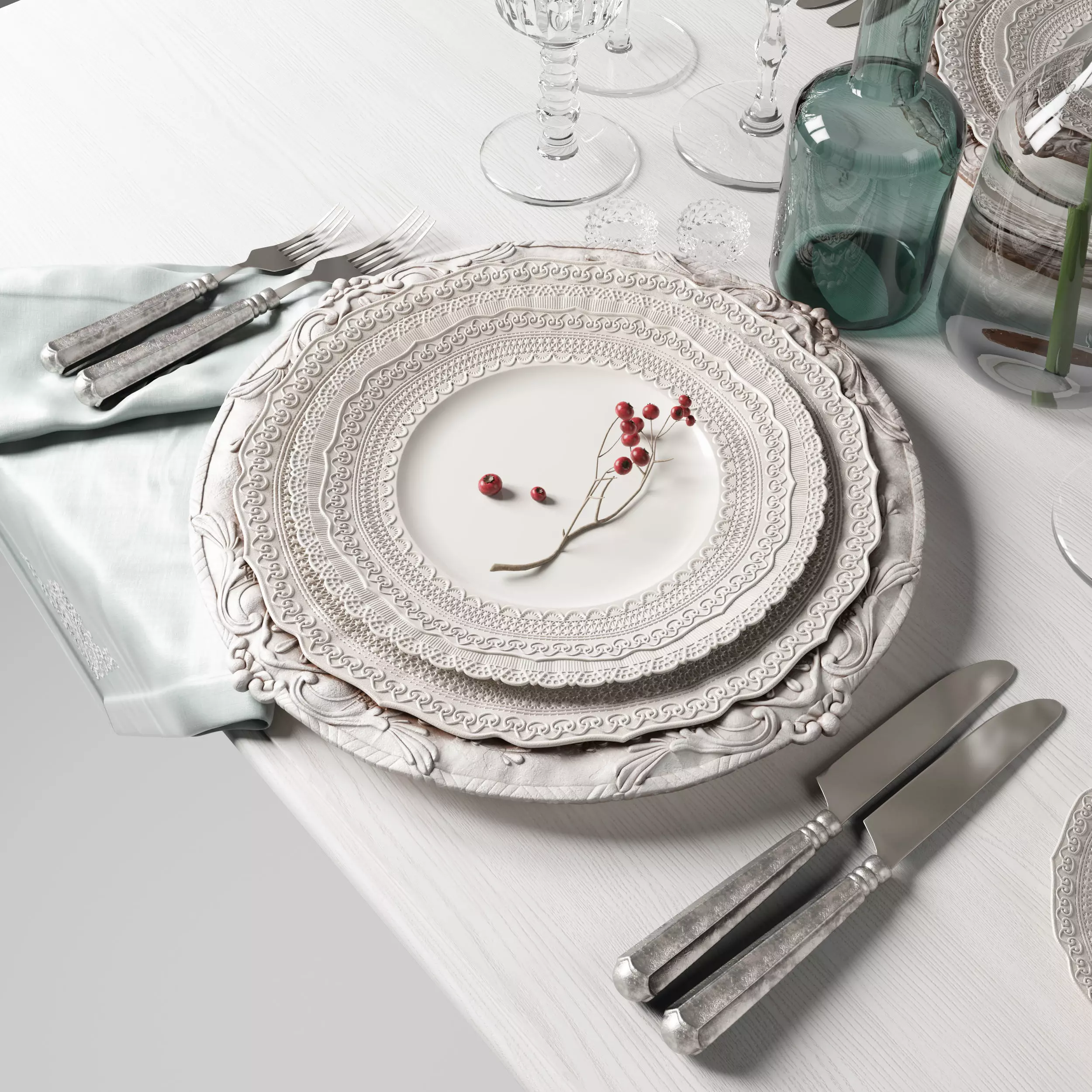 Casa de Perrin Table Set 3D model_0