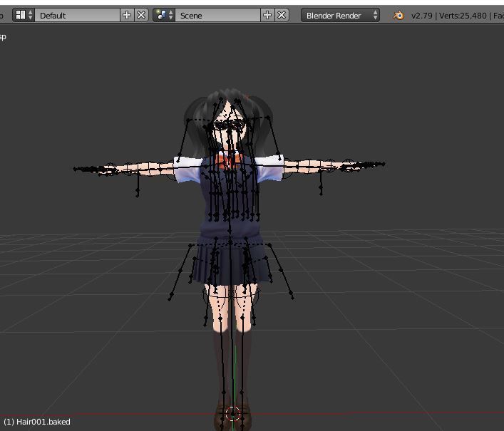 STUDENT 3D MODEL ANIME CHARACTER MARY T-POSE SHAPE KEYS Low-poly 3D model_10