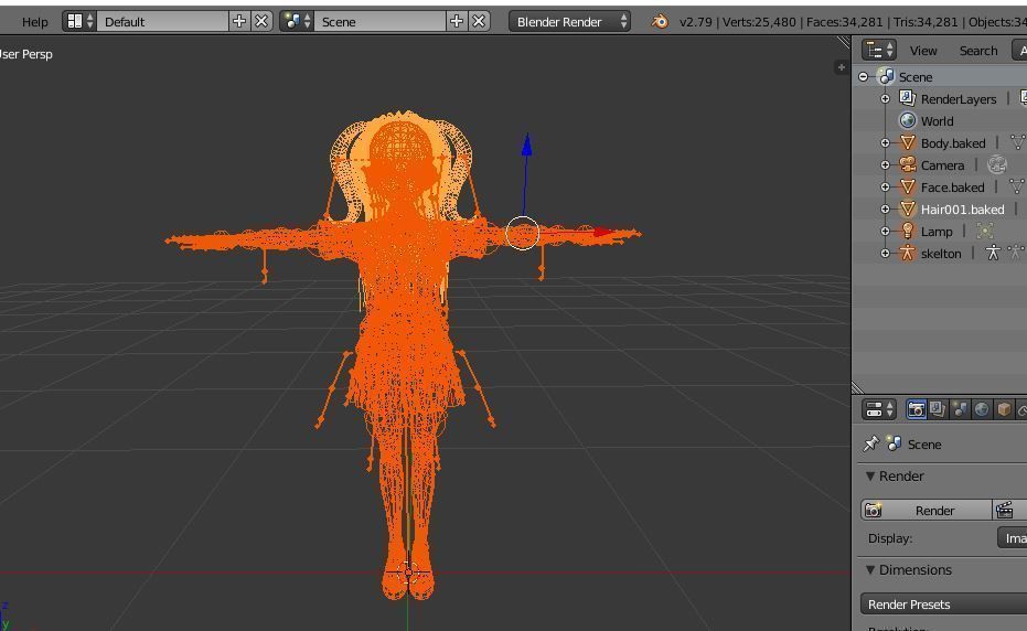 STUDENT 3D MODEL ANIME CHARACTER MARY T-POSE SHAPE KEYS Low-poly 3D model_9
