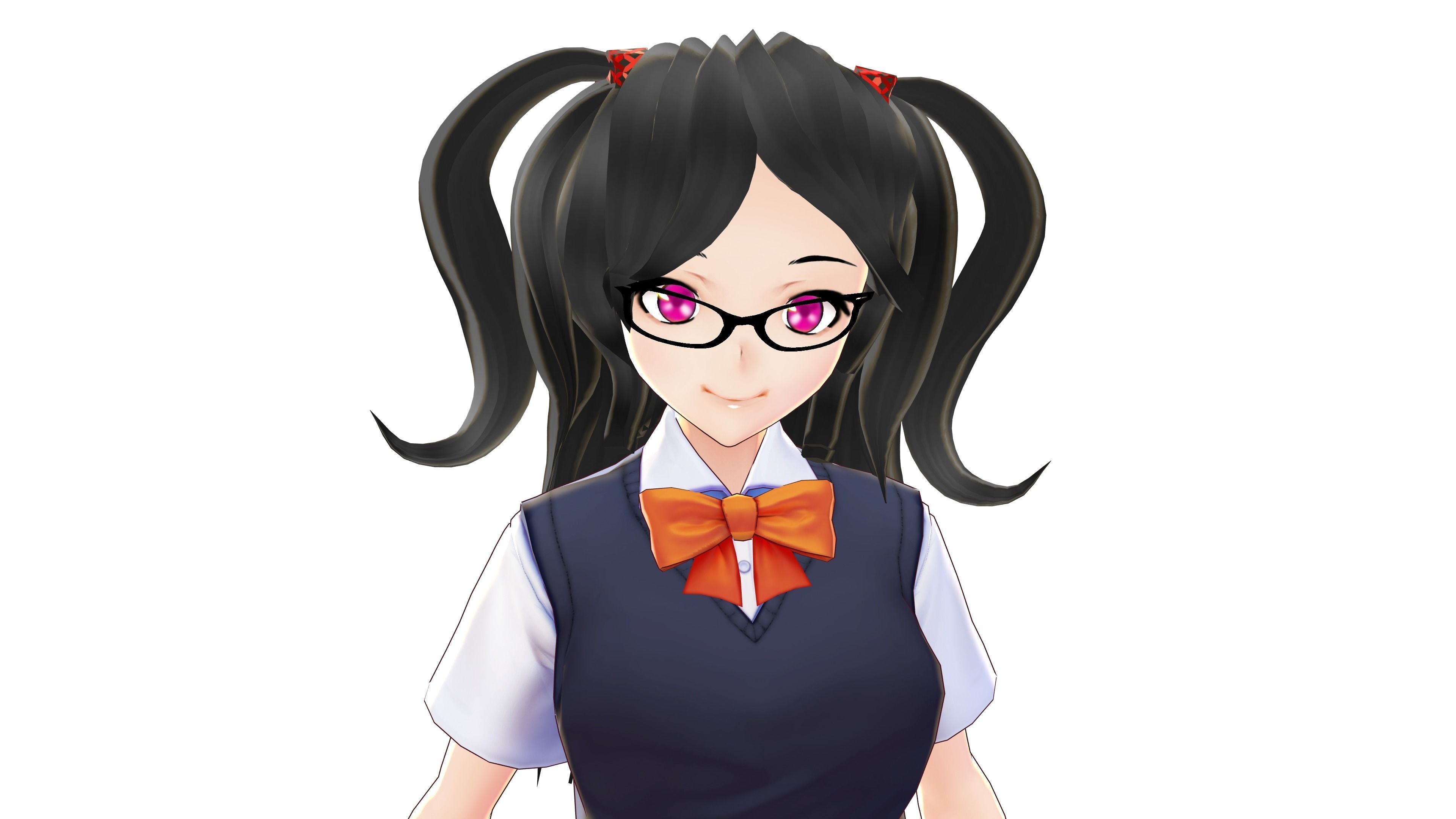 STUDENT 3D MODEL ANIME CHARACTER MARY T-POSE SHAPE KEYS Low-poly 3D model_1