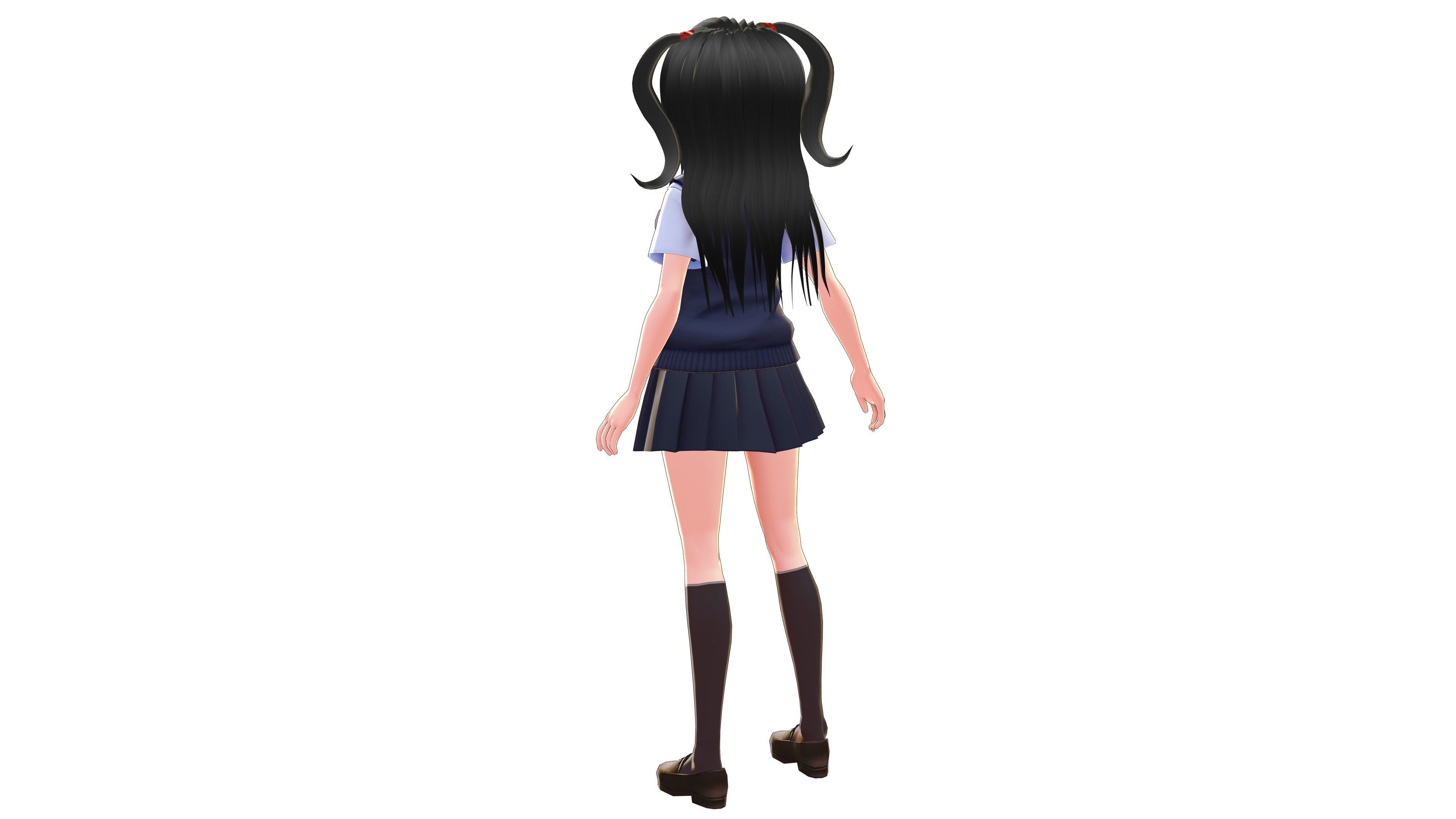 STUDENT 3D MODEL ANIME CHARACTER MARY T-POSE SHAPE KEYS Low-poly 3D model_3