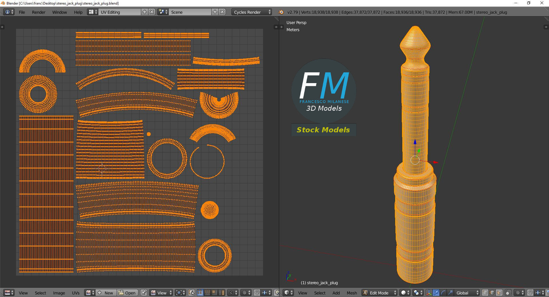 Stereo jack plug 3D model_10