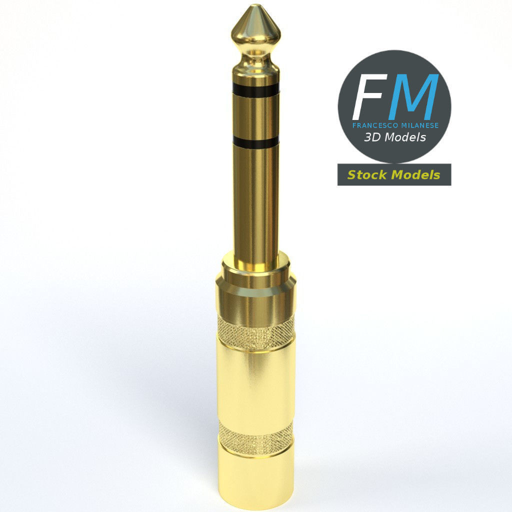 Stereo jack plug 3D model_2