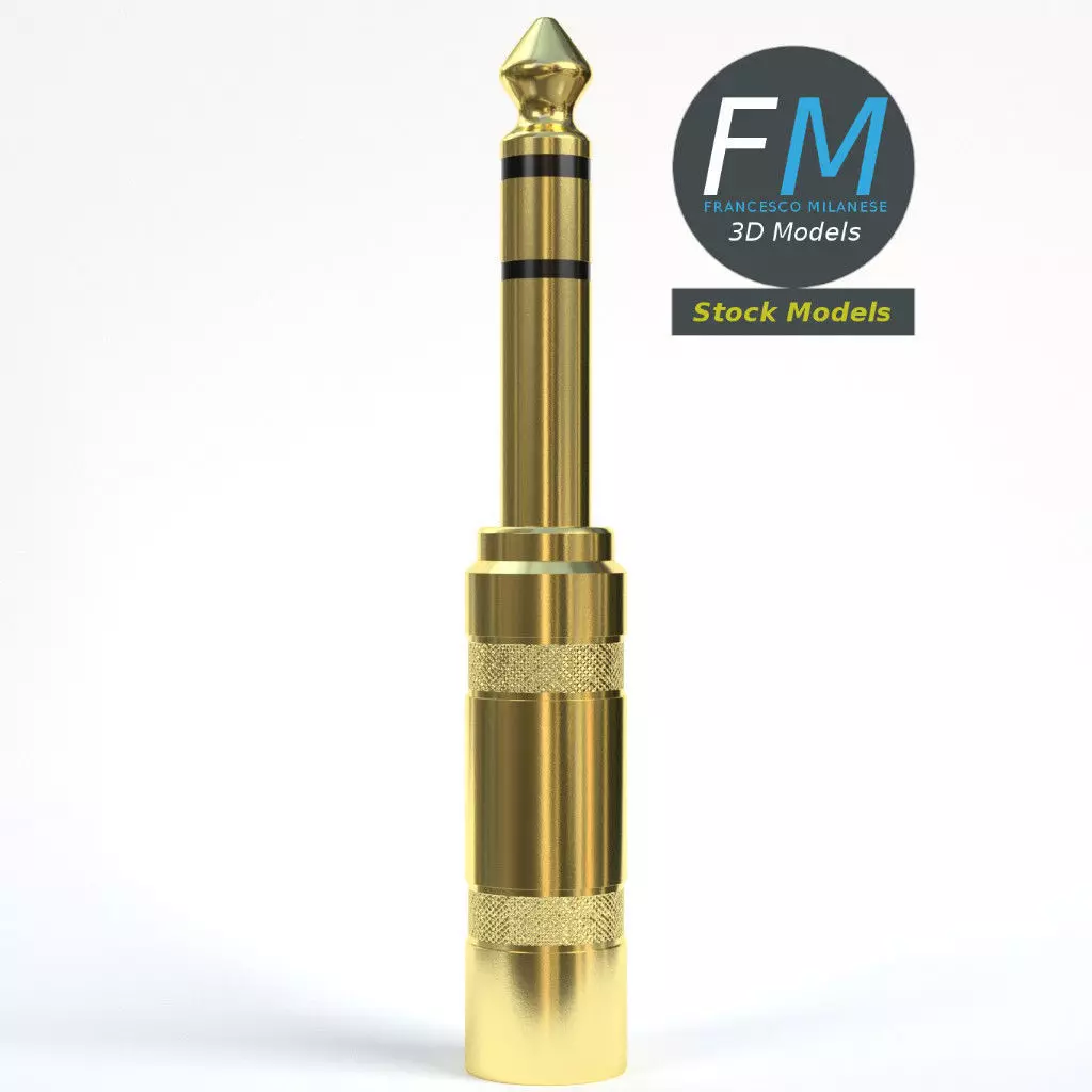 Stereo jack plug 3D model_0