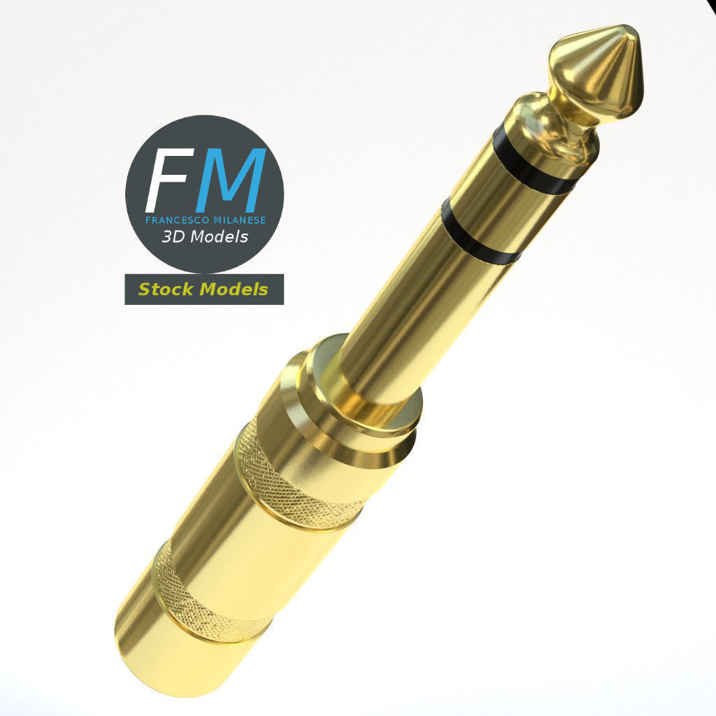 Stereo jack plug 3D model_3