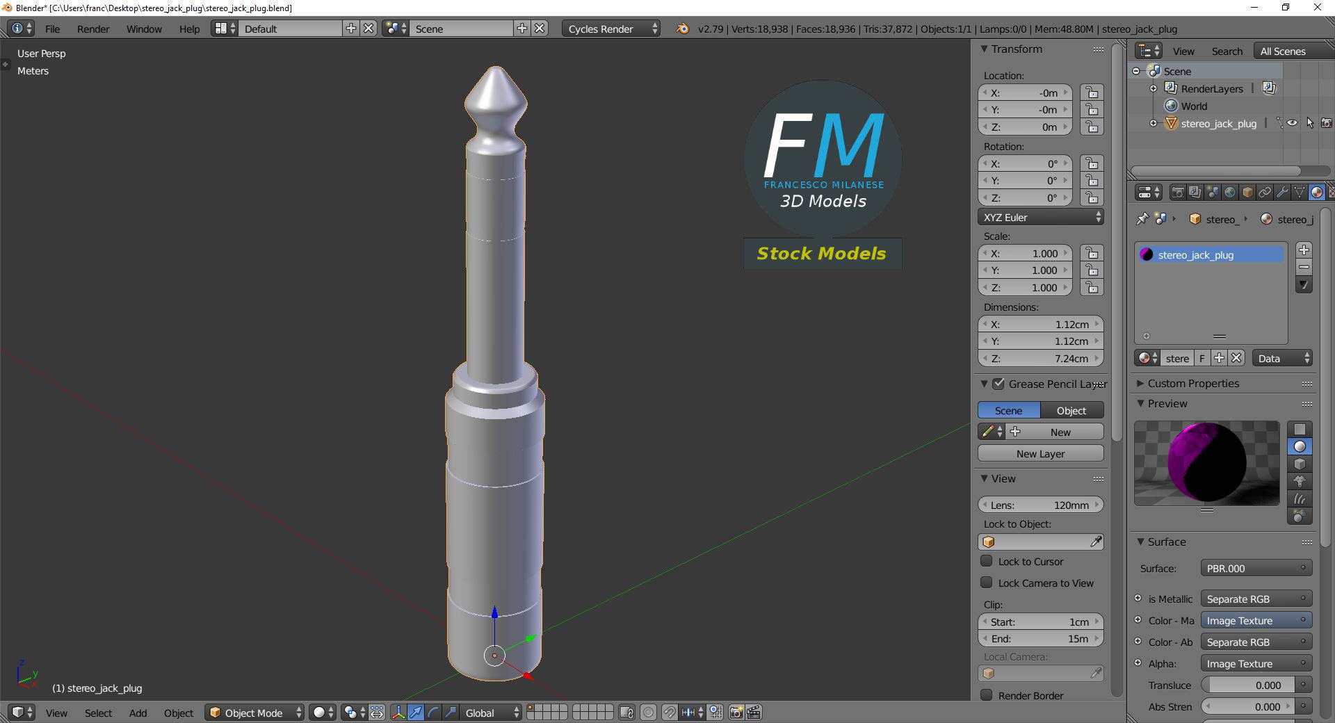 Stereo jack plug 3D model_9