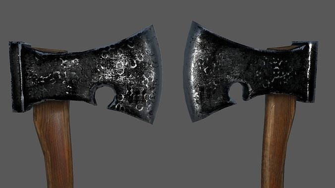 Steel axe for combat or as a tool PBR textured Low-poly 3D model
