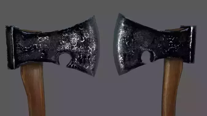 Steel axe for combat or as a tool PBR textured Low-poly 3D model