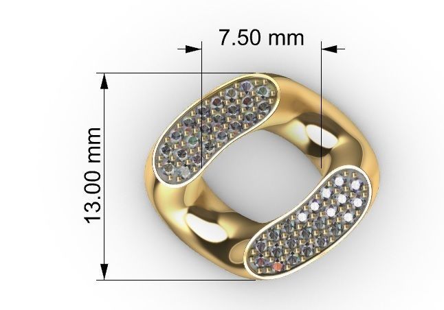 13 MM MIAMI CUBAN LINK CHAIN 3 ROWS DIAMOND BRACELET NECKLACE 3D print model_12