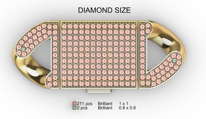 13 MM MIAMI CUBAN LINK CHAIN 3 ROWS DIAMOND BRACELET NECKLACE 3D print model_9