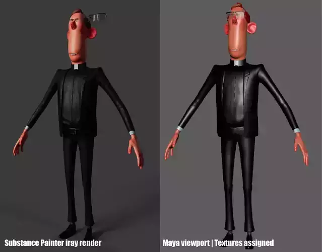 Priest character rigged - The Father 3D model