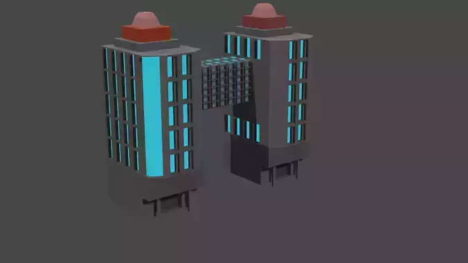 The Twin Towers Free low-poly 3D model