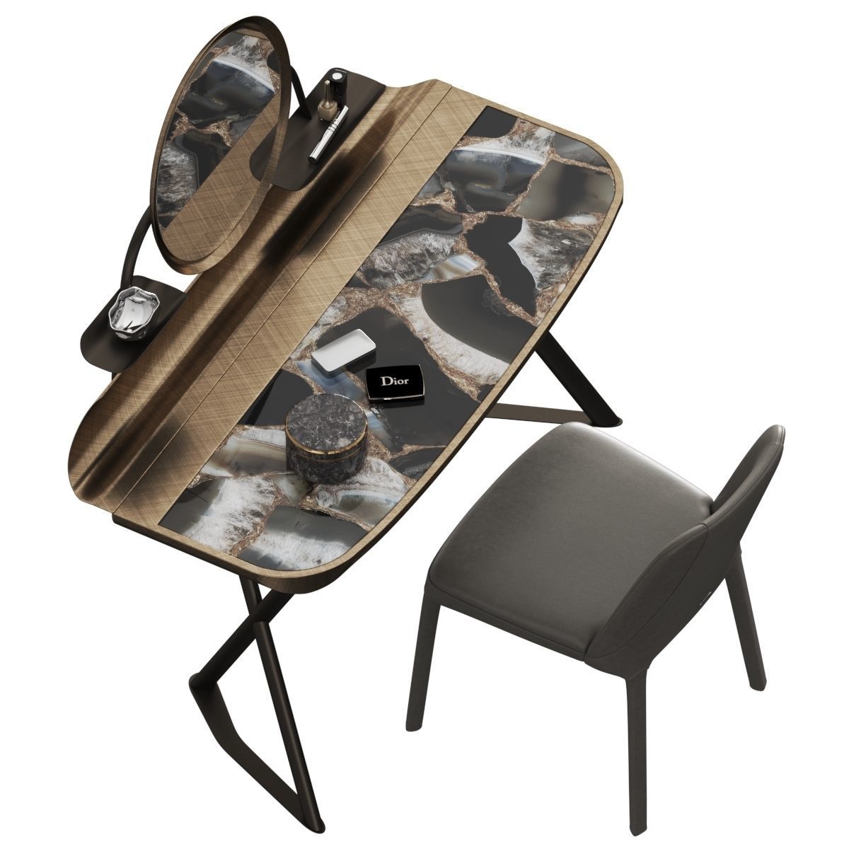 Cattelan Italia Cocoon Trousse Keramik Desk and Wilma Chair 3D model_1