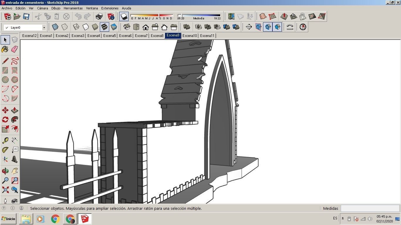 Entrance to the cemetery 3D Entrada al cementerio Low-poly 3D model_20