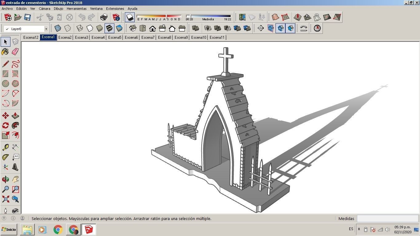 Entrance to the cemetery 3D Entrada al cementerio Low-poly 3D model_12