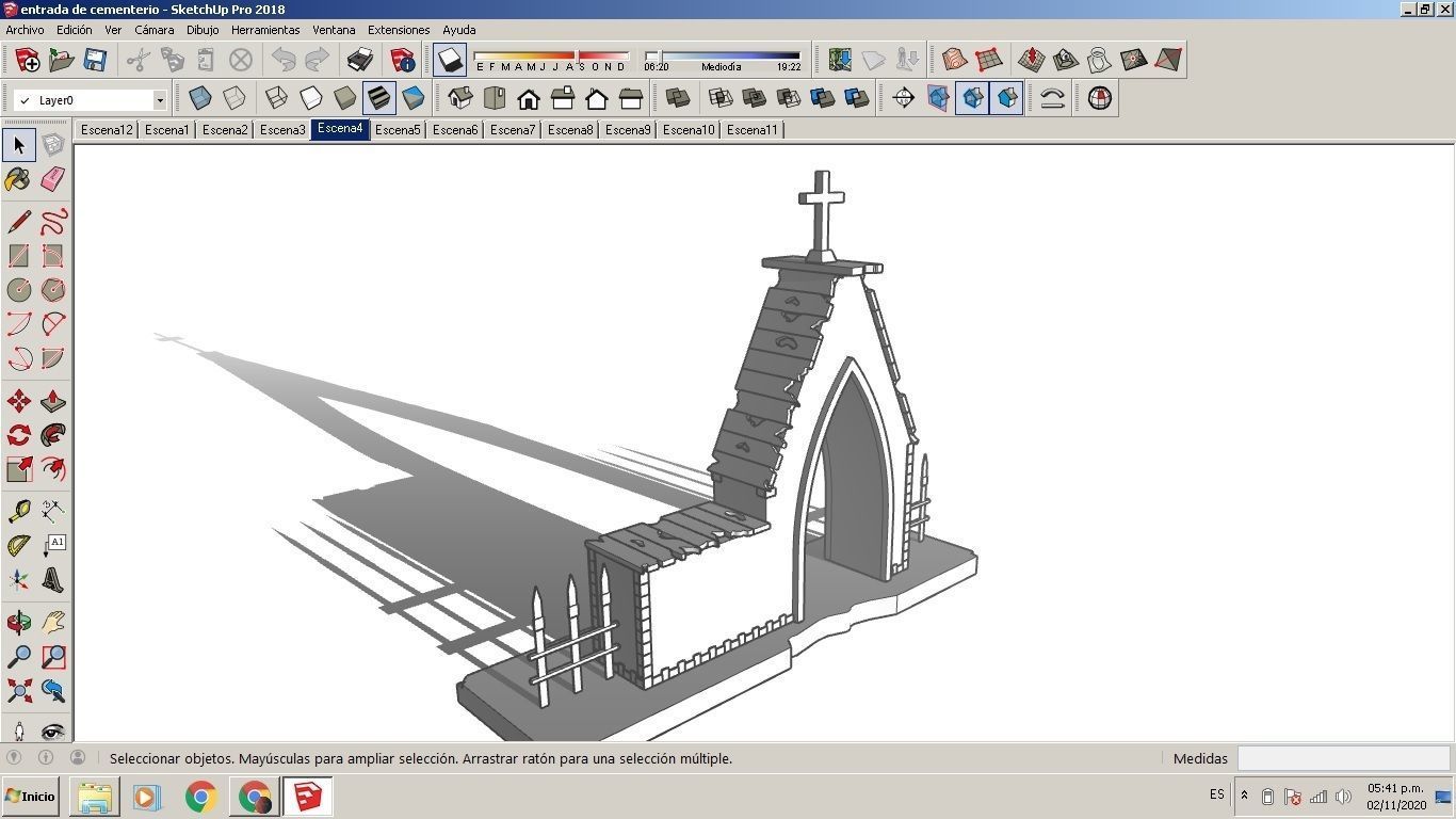Entrance to the cemetery 3D Entrada al cementerio Low-poly 3D model_15