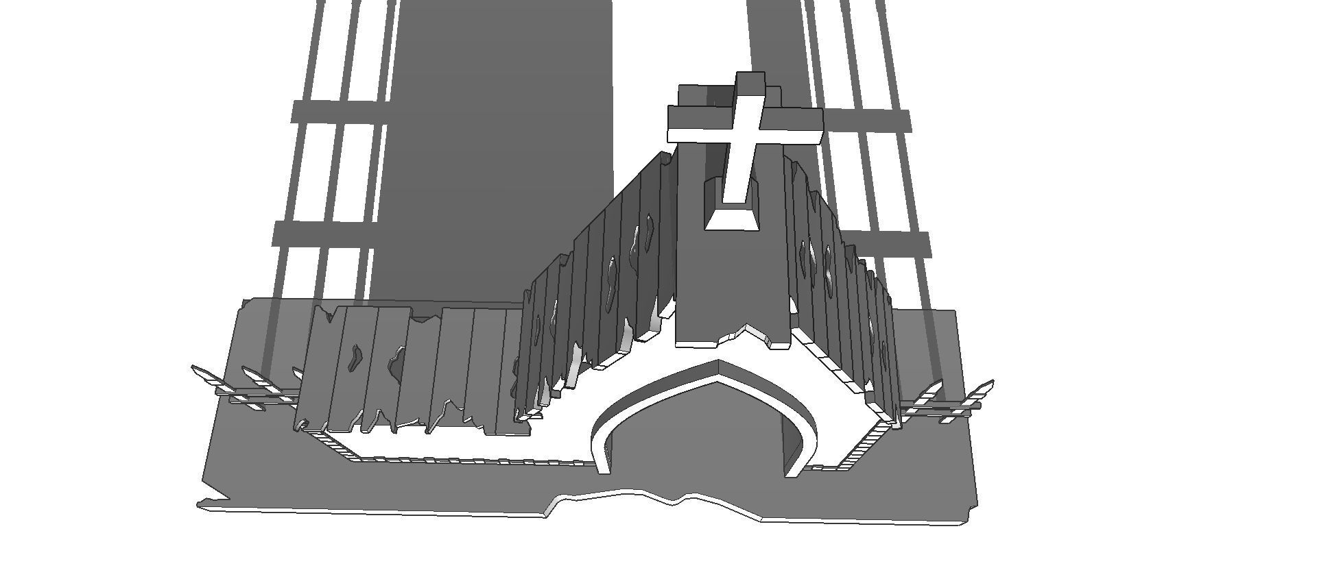 Entrance to the cemetery 3D Entrada al cementerio Low-poly 3D model_7