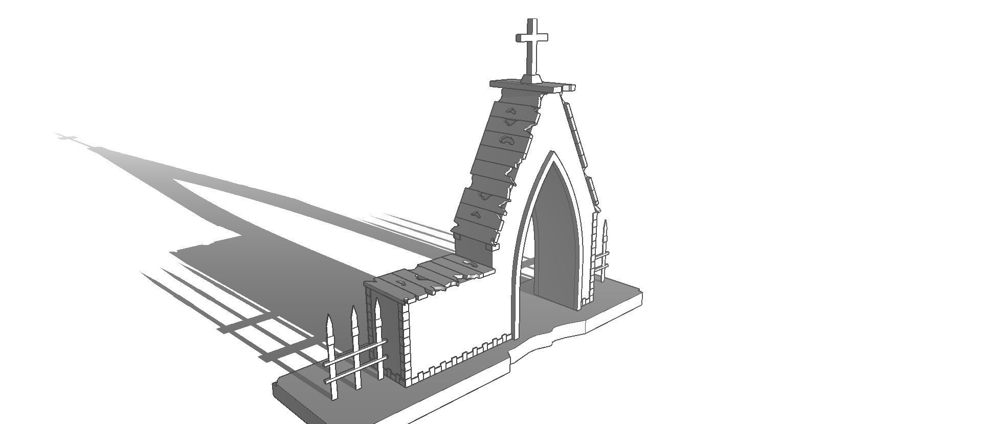 Entrance to the cemetery 3D Entrada al cementerio Low-poly 3D model_3