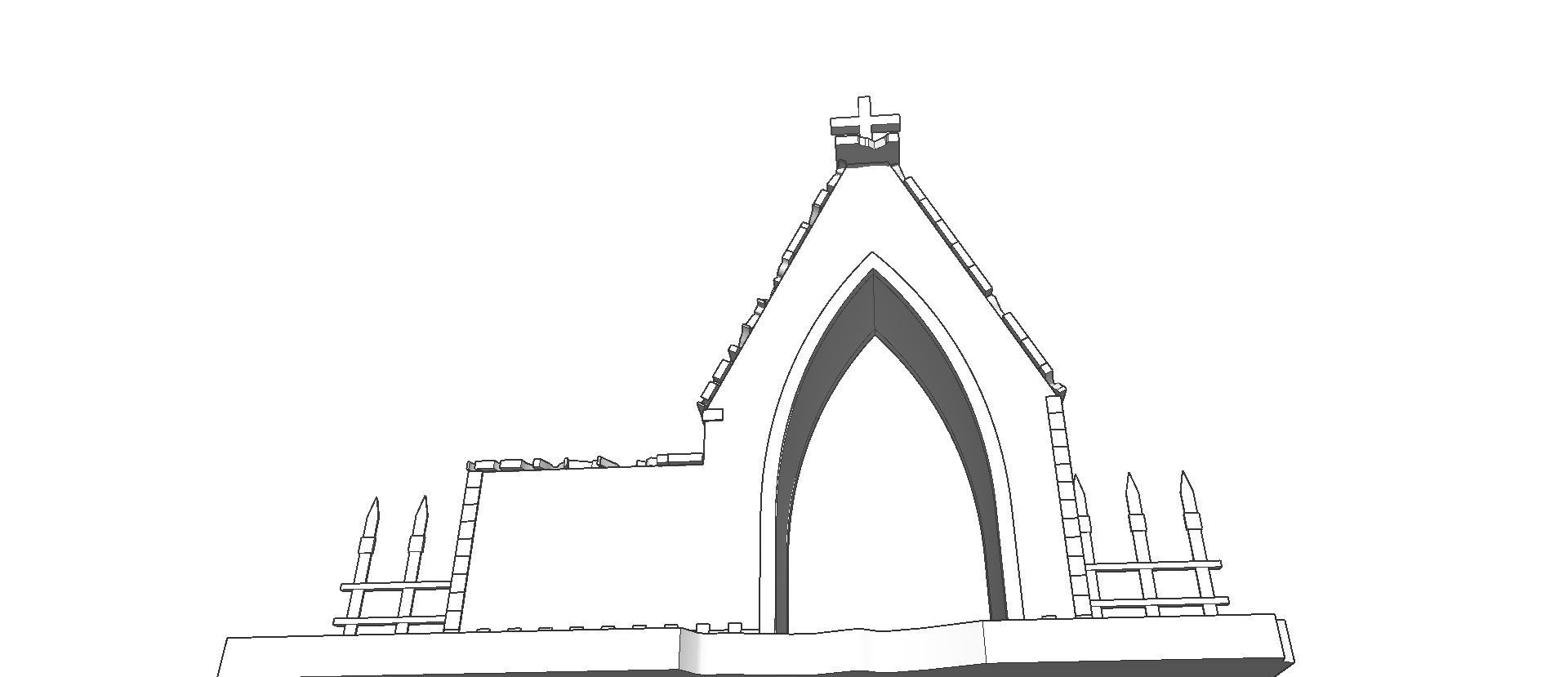 Entrance to the cemetery 3D Entrada al cementerio Low-poly 3D model_5