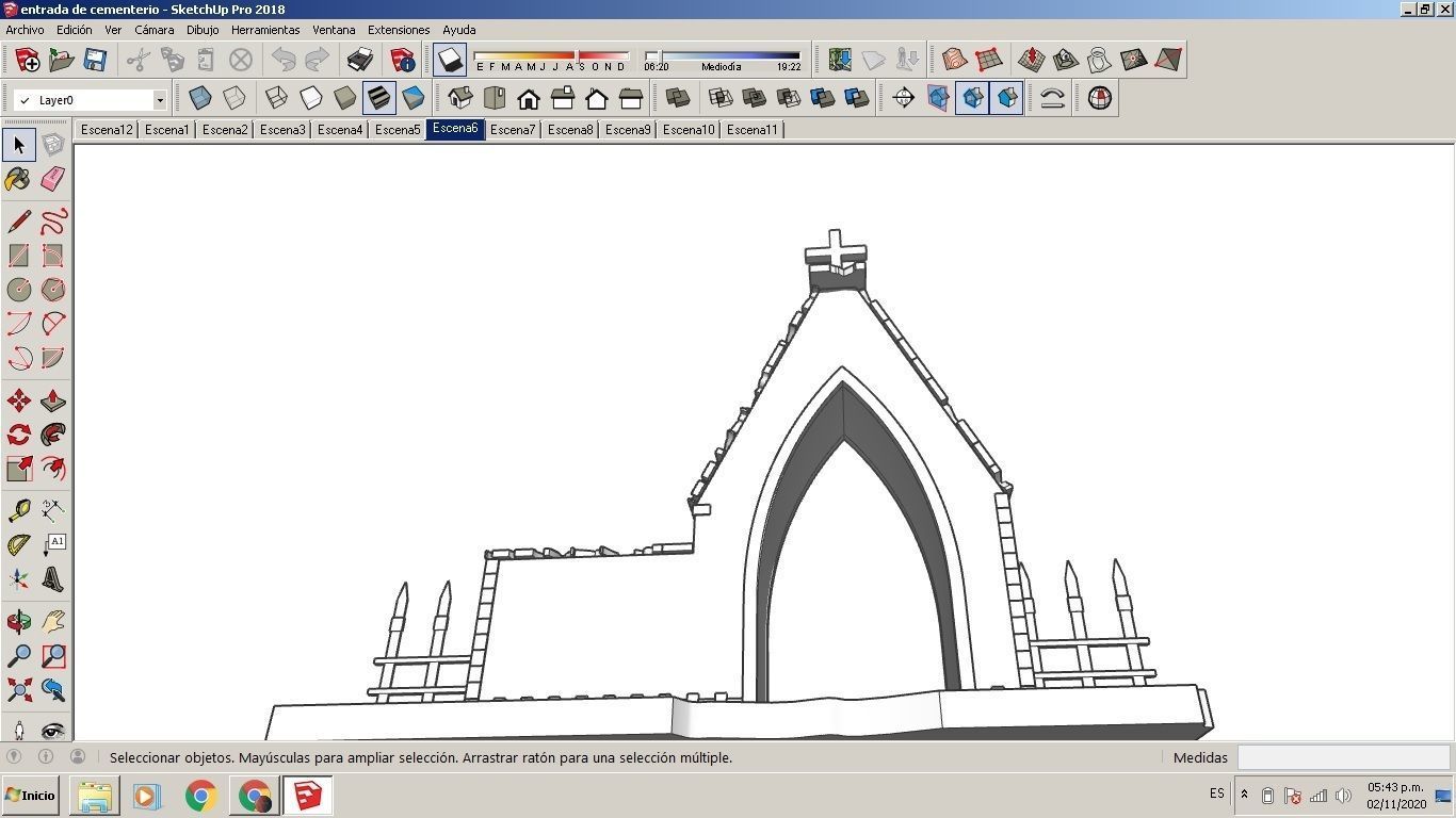 Entrance to the cemetery 3D Entrada al cementerio Low-poly 3D model_17