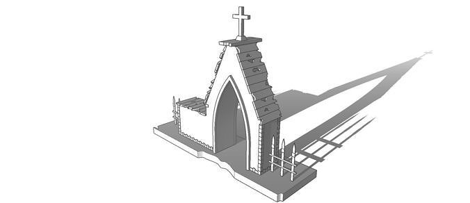 Entrance to the cemetery 3D  Entrada al cementerio  Low-poly 3D model