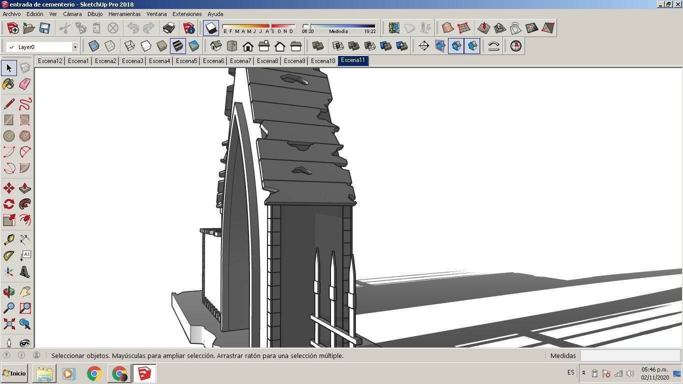 Entrance to the cemetery 3D Entrada al cementerio Low-poly 3D model_22