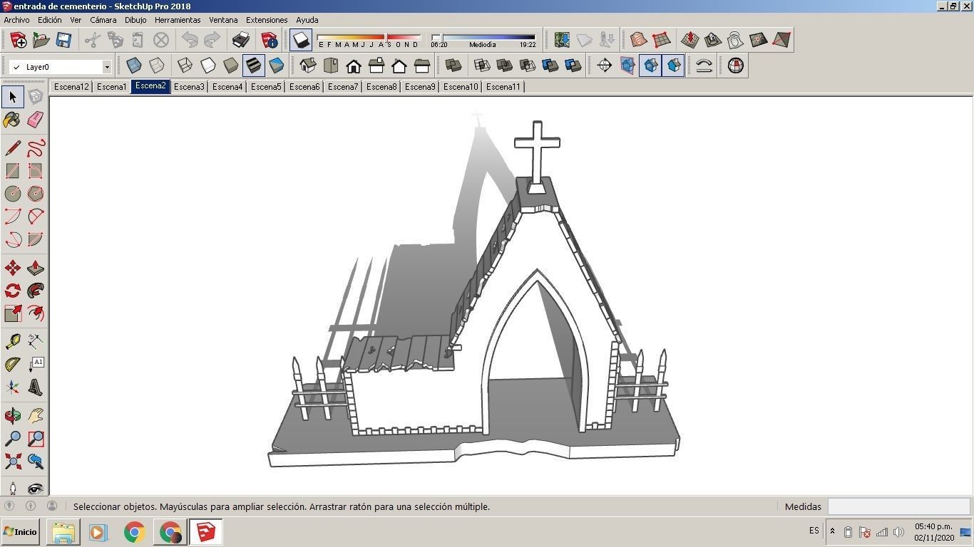 Entrance to the cemetery 3D Entrada al cementerio Low-poly 3D model_13