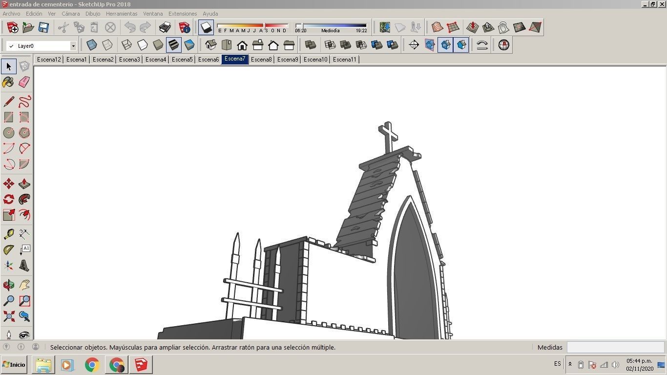 Entrance to the cemetery 3D Entrada al cementerio Low-poly 3D model_18