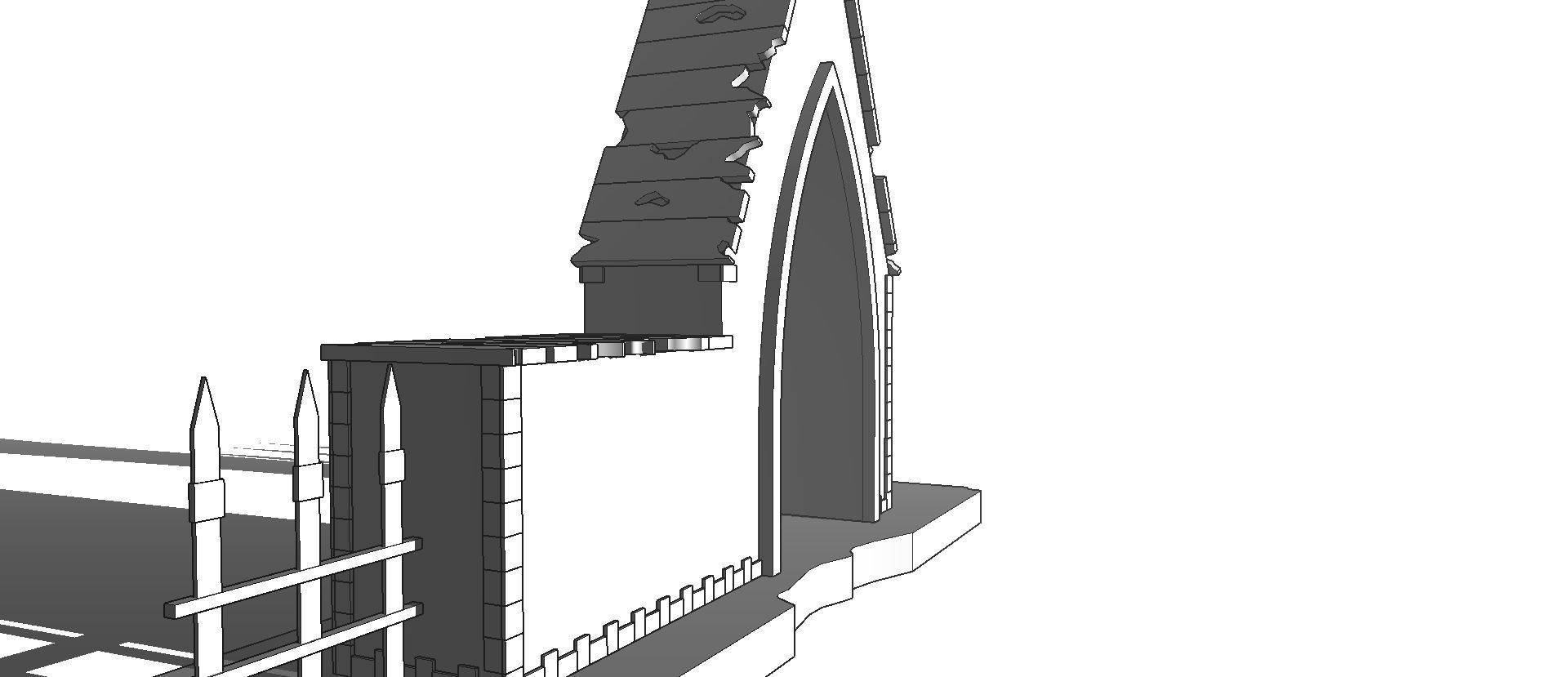 Entrance to the cemetery 3D Entrada al cementerio Low-poly 3D model_8