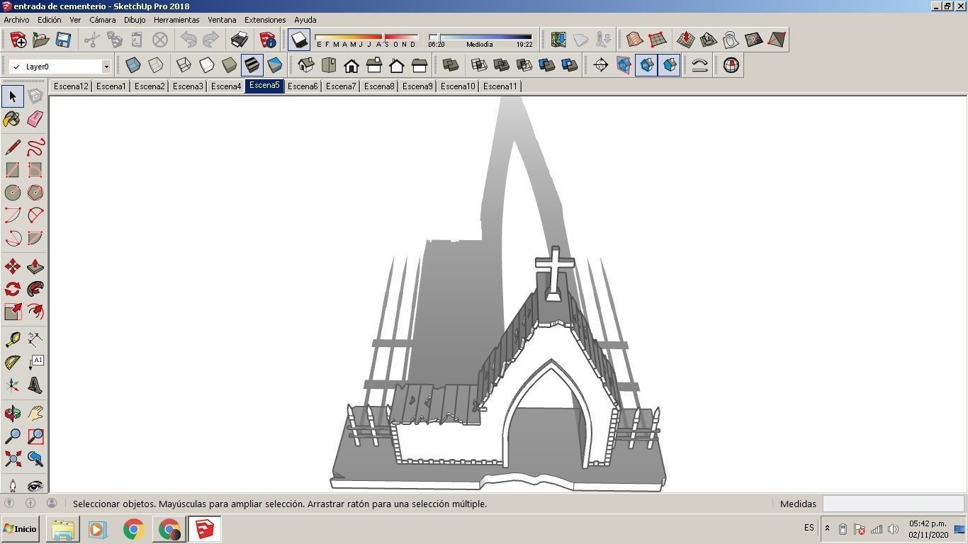 Entrance to the cemetery 3D Entrada al cementerio Low-poly 3D model_16