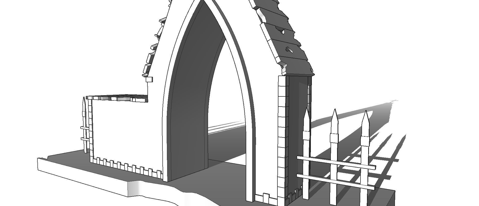 Entrance to the cemetery 3D Entrada al cementerio Low-poly 3D model_10