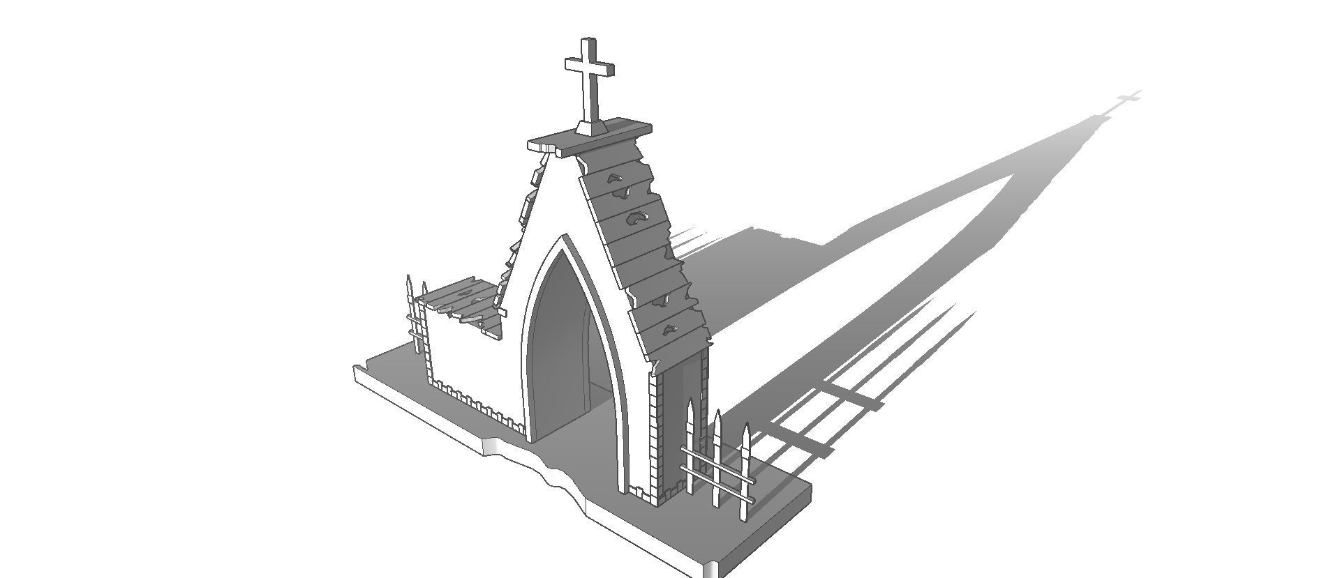 Entrance to the cemetery 3D Entrada al cementerio Low-poly 3D model_2