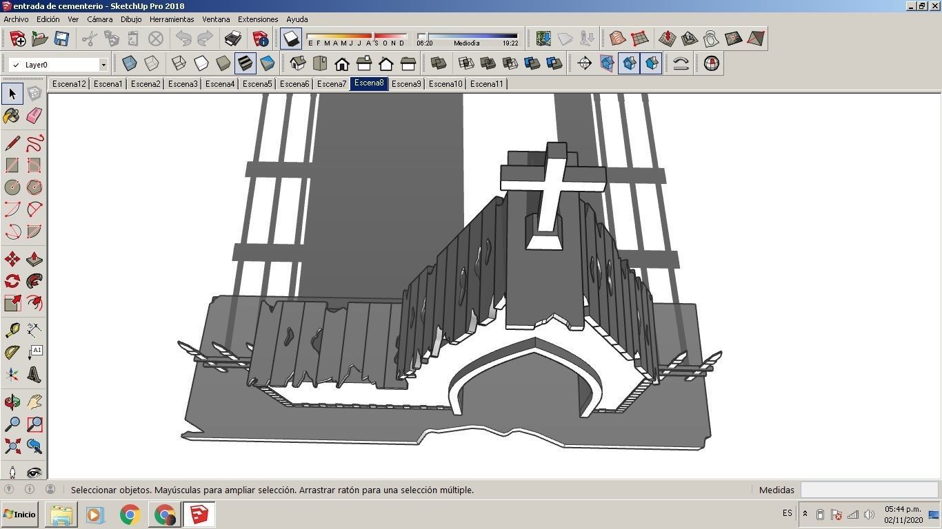 Entrance to the cemetery 3D Entrada al cementerio Low-poly 3D model_19
