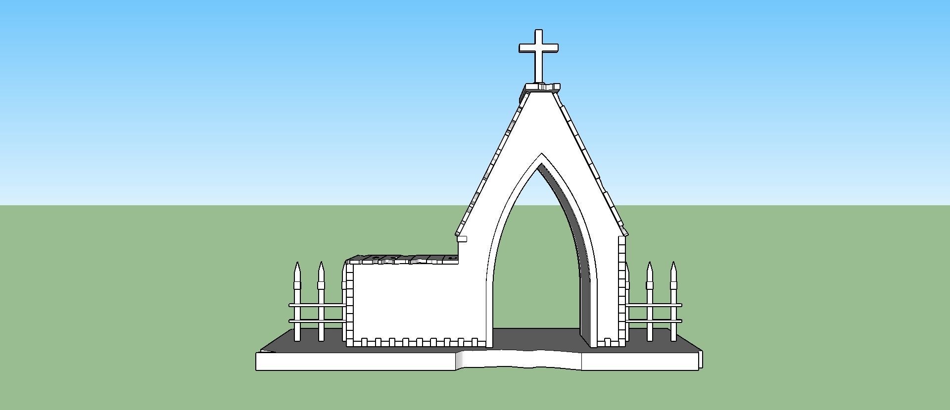 Entrance to the cemetery 3D Entrada al cementerio Low-poly 3D model_11