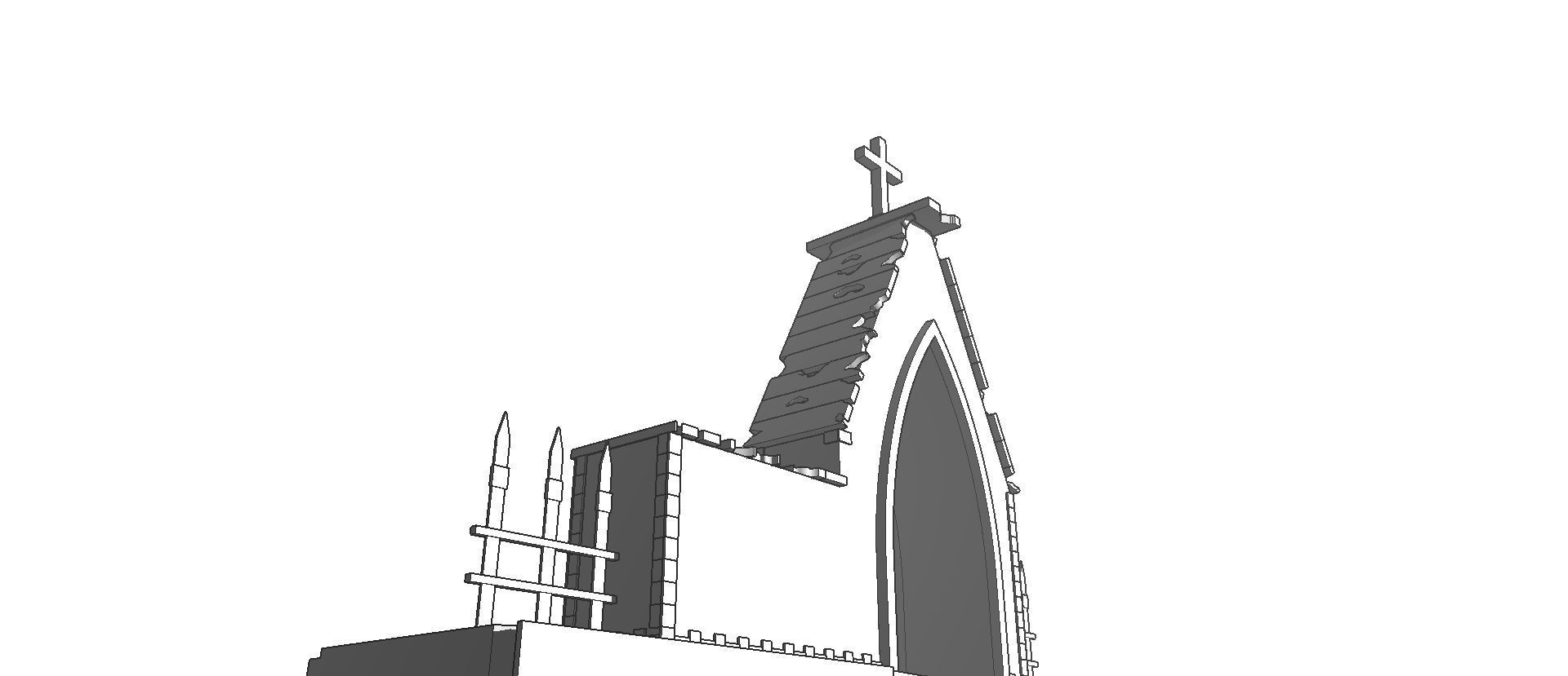 Entrance to the cemetery 3D Entrada al cementerio Low-poly 3D model_6