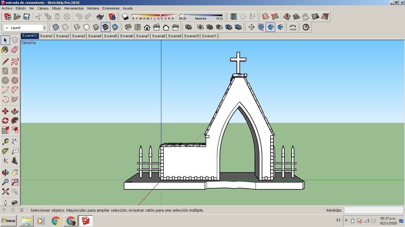 Entrance to the cemetery 3D Entrada al cementerio Low-poly 3D model_23