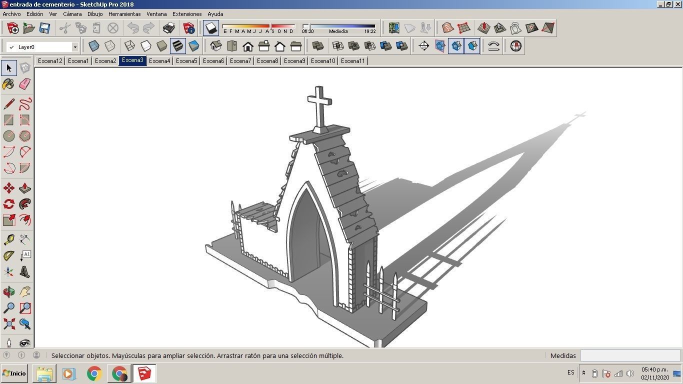 Entrance to the cemetery 3D Entrada al cementerio Low-poly 3D model_14
