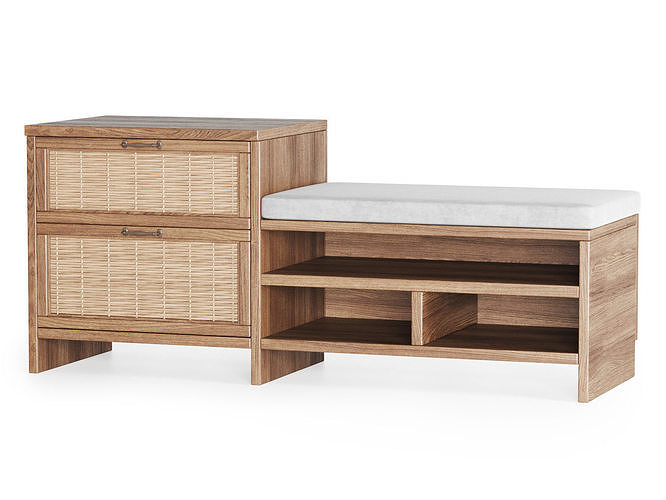 Wooden rattan couch  3D model