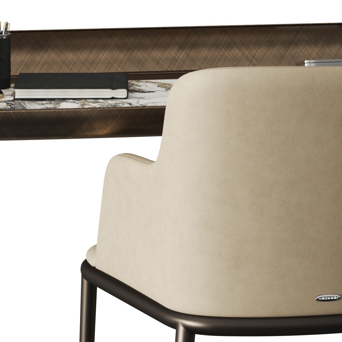 Cattelan Italia Cocoon Keramik Desk and Magda Ml Armchair 3D model_2