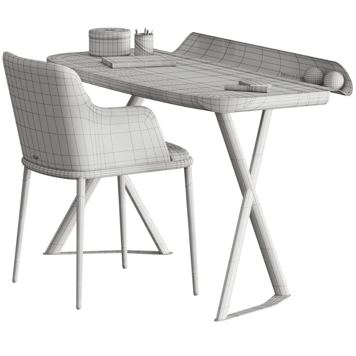 Cattelan Italia Cocoon Keramik Desk and Magda Ml Armchair 3D model_4