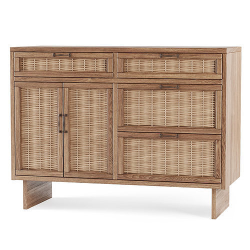 Wooden chest of drawers from rattan 3D model