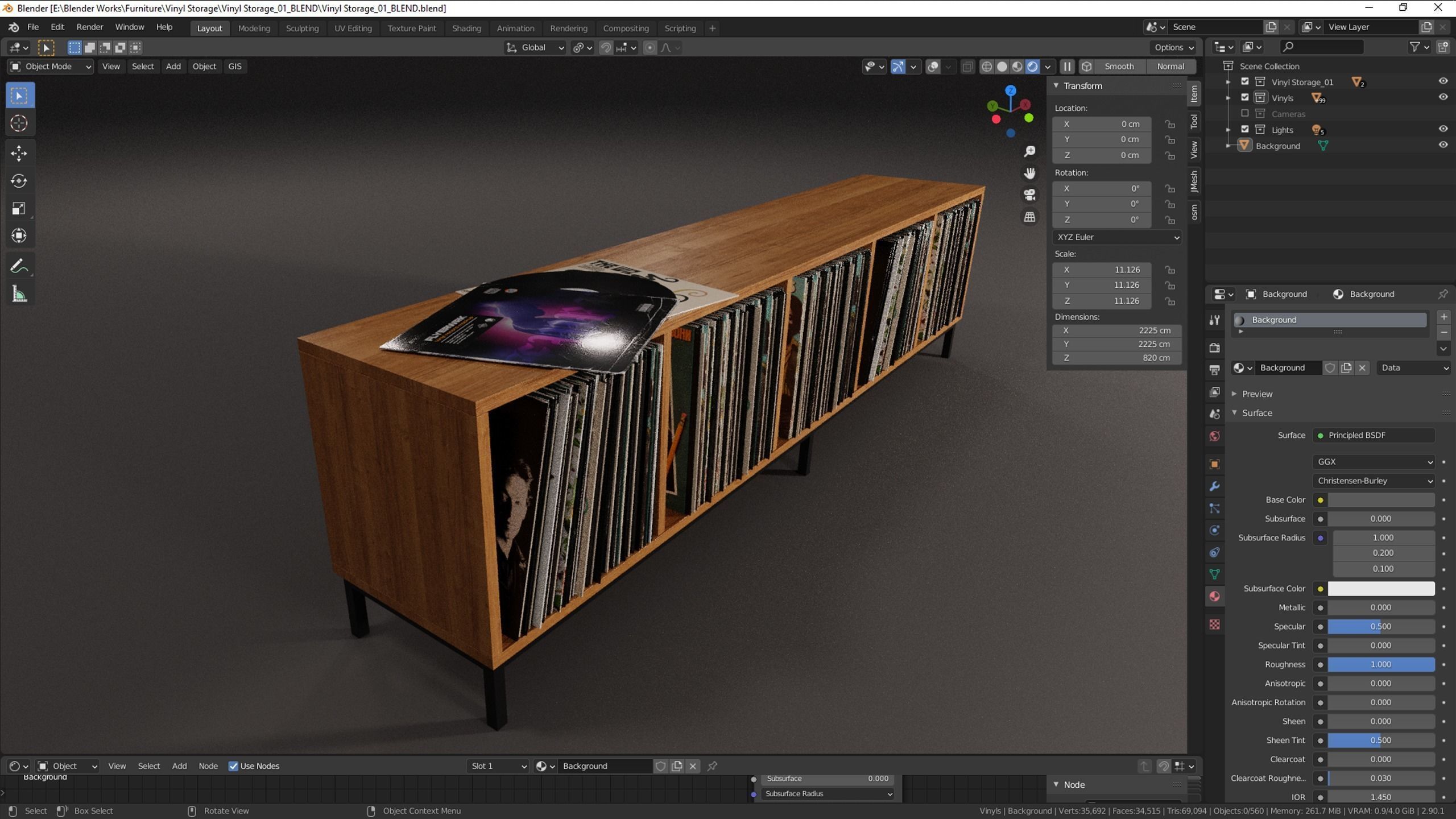Vinyl LP Storage PBR 3D model_15