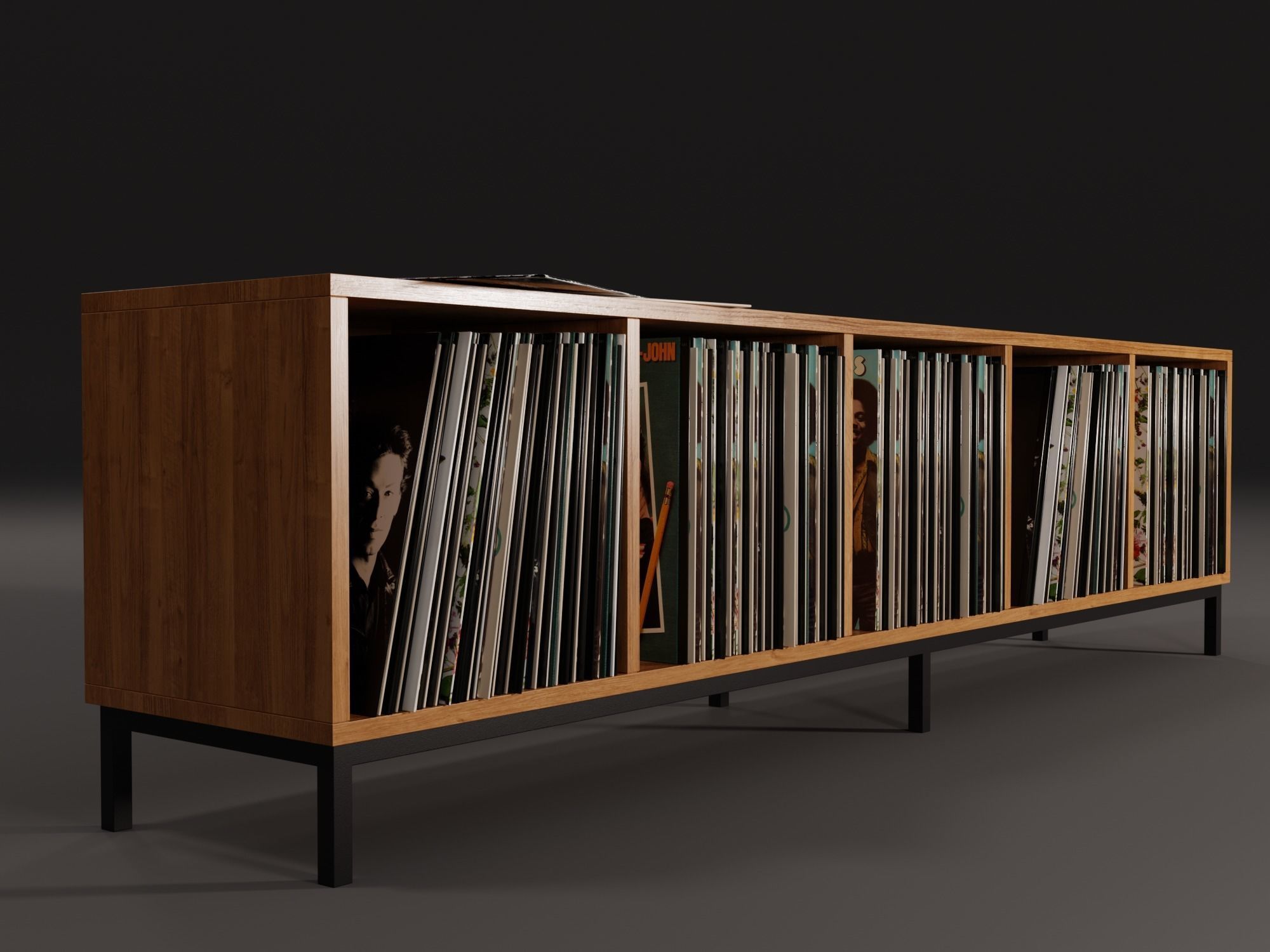 Vinyl LP Storage PBR 3D model_2