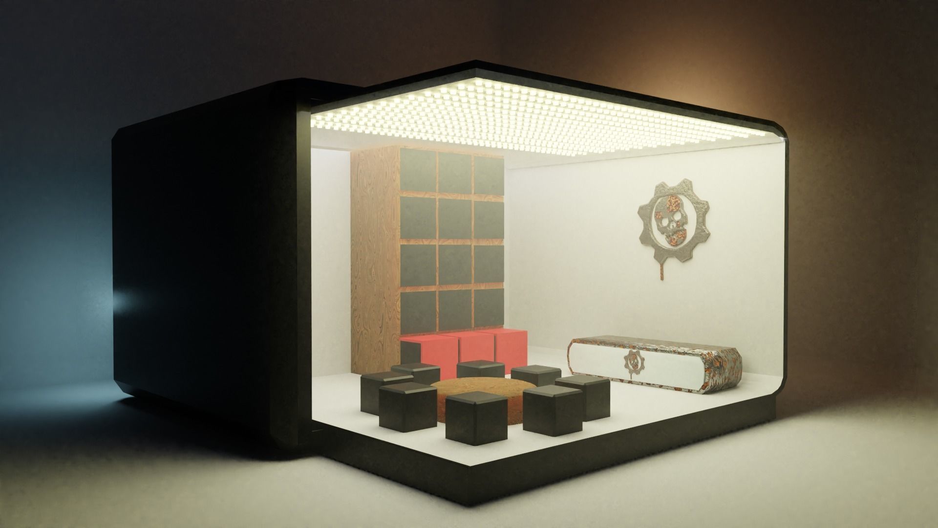 Stand bathroom with toilet and sink Low-poly 3D model_1