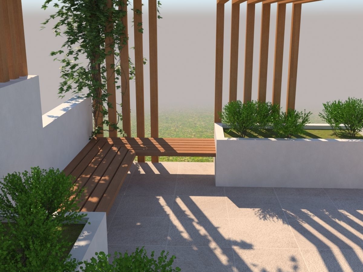 Pergola Design With Bushes And Ivies 3D model_5