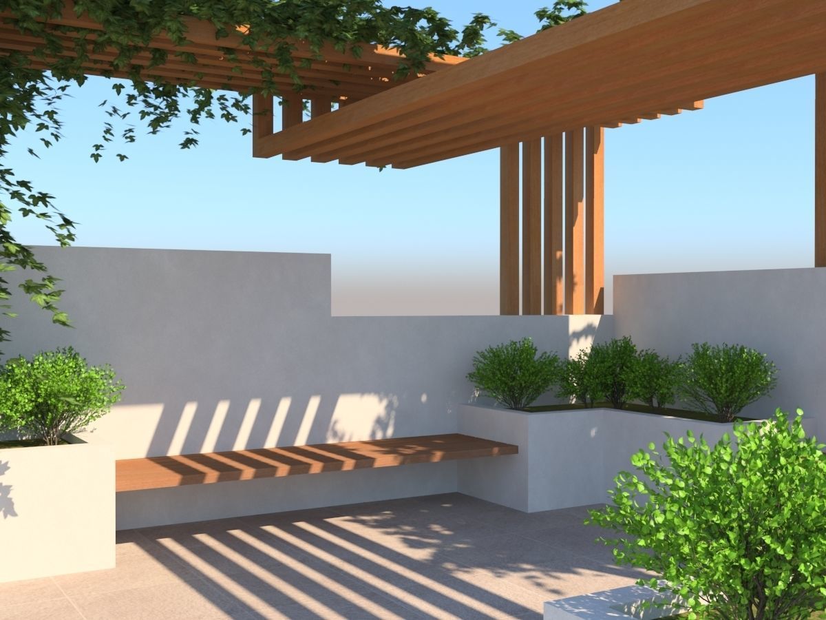 Pergola Design With Bushes And Ivies 3D model_4