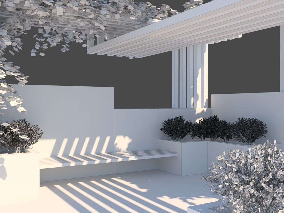 Pergola Design With Bushes And Ivies 3D model_14